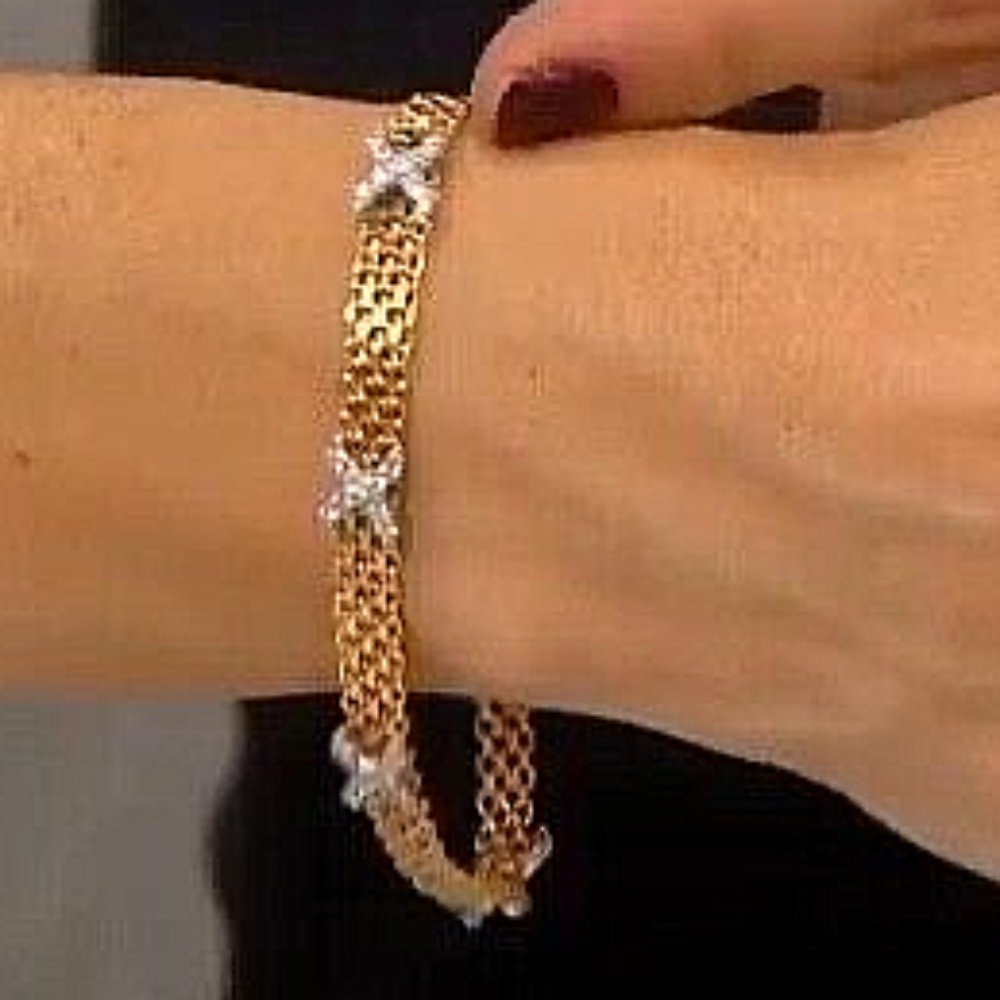 QVC Diamonique 8" Bismark Station Bracelet 18K Gold Plated Over Sterling - Picture 3 of 9